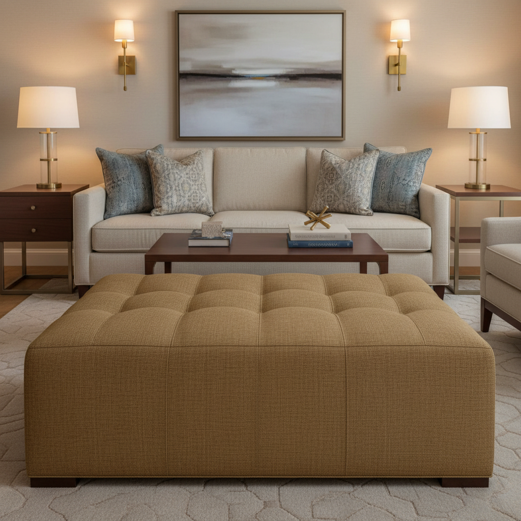 Adagio - Adagio Blackout Fabric Upholstered Ottoman | Architectural Fabrics