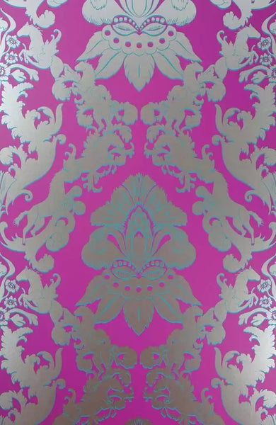 Pegasus Horse Damask Fuchsia Wallpaper | Osborne & Little Europe