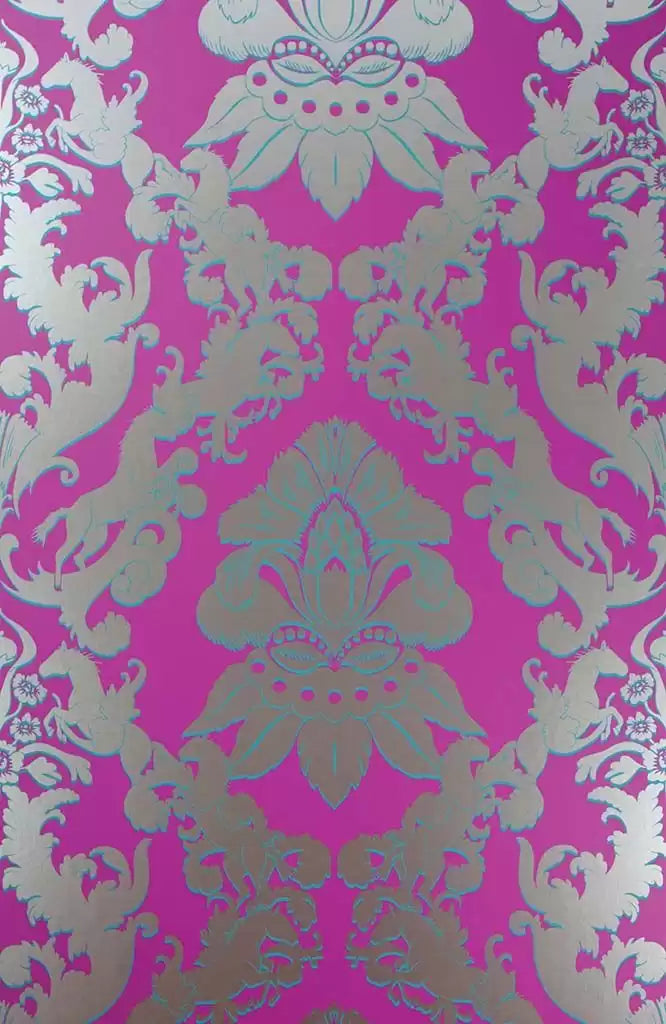Pegasus Horse Damask Fuchsia Wallpaper | Osborne & Little Europe