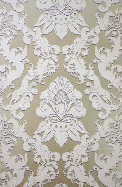 Pegasus Horse Damask Green Wallpaper | Osborne & Little Europe