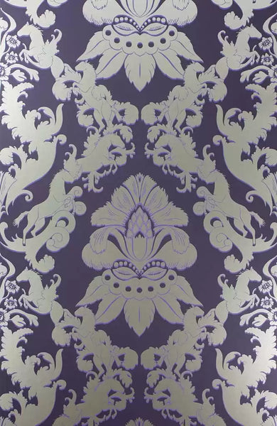 Pegasus Horse Damask Purple Wallpaper | Osborne & Little Europe