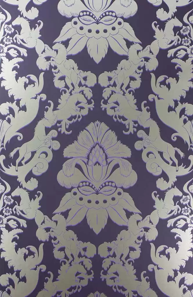 Pegasus Horse Damask Purple Wallpaper | Osborne & Little Europe
