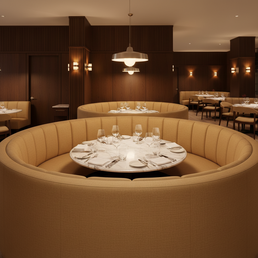 Soper Hole - Buff Upholstered Banquette | Architectural Fabrics