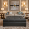 Smooth Pebble Grain Dark Charcoal Upholstered Ottoman | Architectural Fabrics