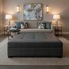 Analog - Graphite Etched Polyurethane Upholstered Ottoman | Architectural Fabrics