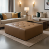 Smooth Pebble Grain Rich Umber Upholstered Ottoman | Architectural Fabrics