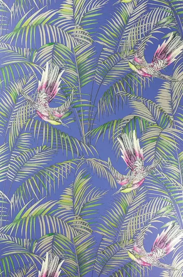 Sunbird Leaves Birds Branches Blue | Osborne & Little Europe