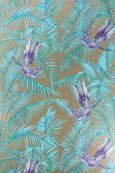 Sunbird Leaves Birds Branches  Wallpaper | Osborne & Little Europe