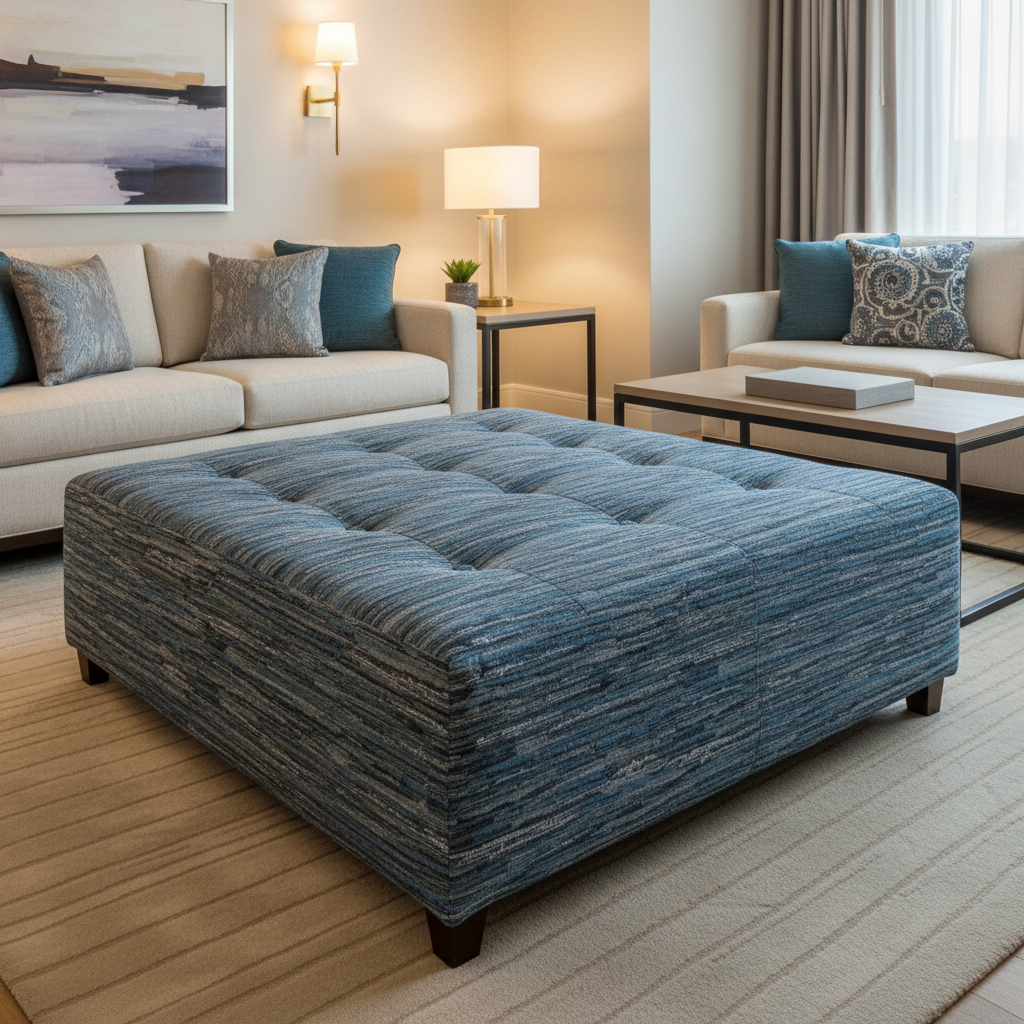 Pigeon Island - Nautical Upholstered Ottoman | Architectural Fabrics