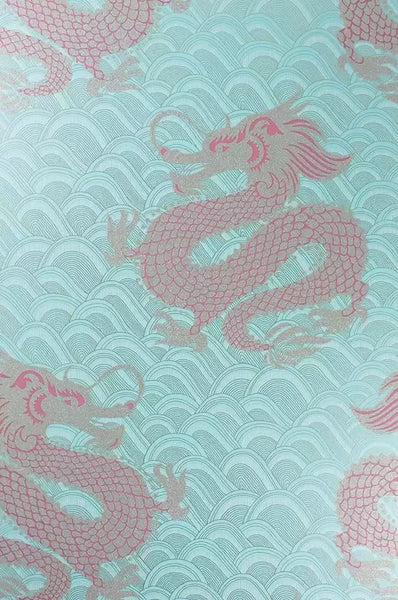 Celestial Dragon Beaded Aqua Wallpaper | Osborne & Little Europe
