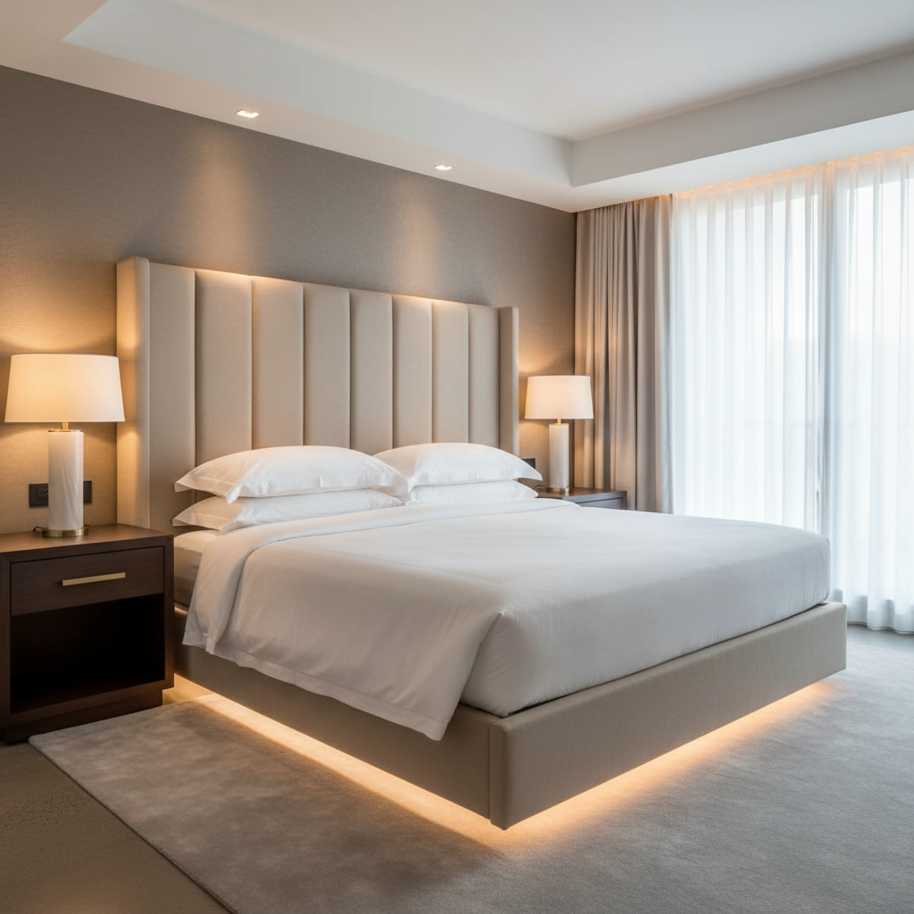 Aarden - Oatmeal Silicone Hybrid Upholstered Headboard | Architectural Fabrics