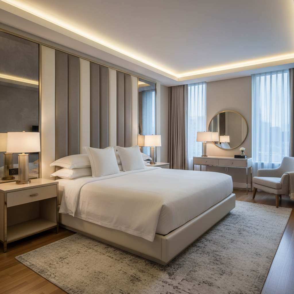 Marshall Taupe / Ivory Contemporary gray & off-white Upholstered Headboard | Architectural Fabrics