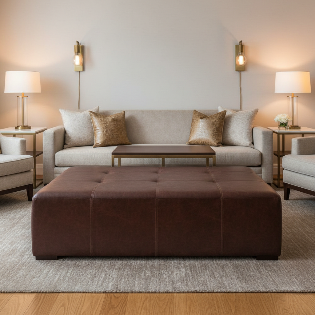 Baroque - Baroque Performance Vinyl Upholstered Ottoman | Architectural Fabrics