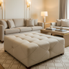 Aspect - Oatmeal Performance Polyurethane Upholstered Ottoman | Architectural Fabrics