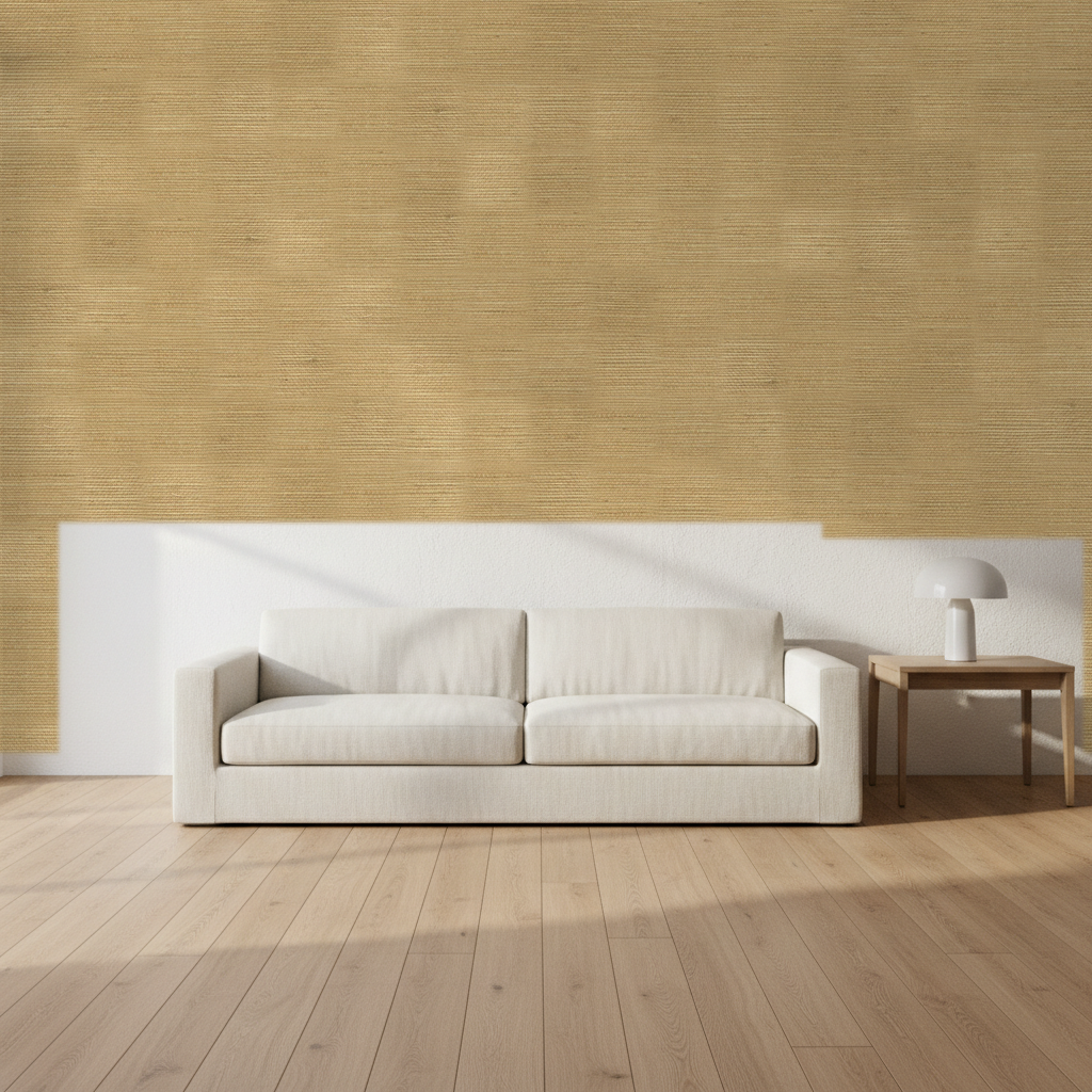 Nantucket Grasscloth Golden Walnut Wallcovering | Phillipe Romano room setting