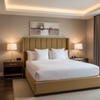 Linen Weave Texture Golden Tan Upholstered Headboard | Architectural Fabrics