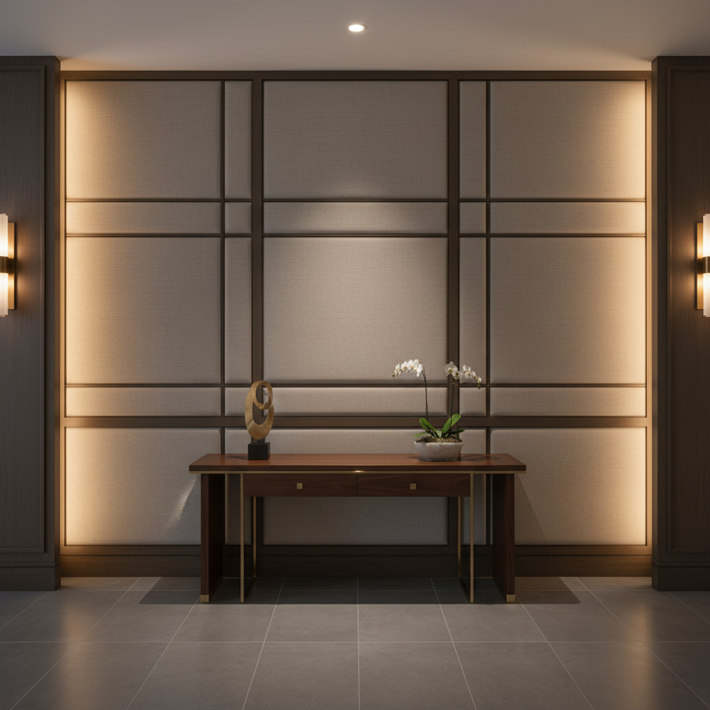 Smooth Matte Texture Muted Taupe Upholstered Wall Panel | Architectural Fabrics