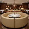 Smooth Pebble Grain Pale Sand Upholstered Banquette | Architectural Fabrics