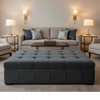 Smooth Solid Texture Deep Graphite Upholstered Ottoman | Architectural Fabrics
