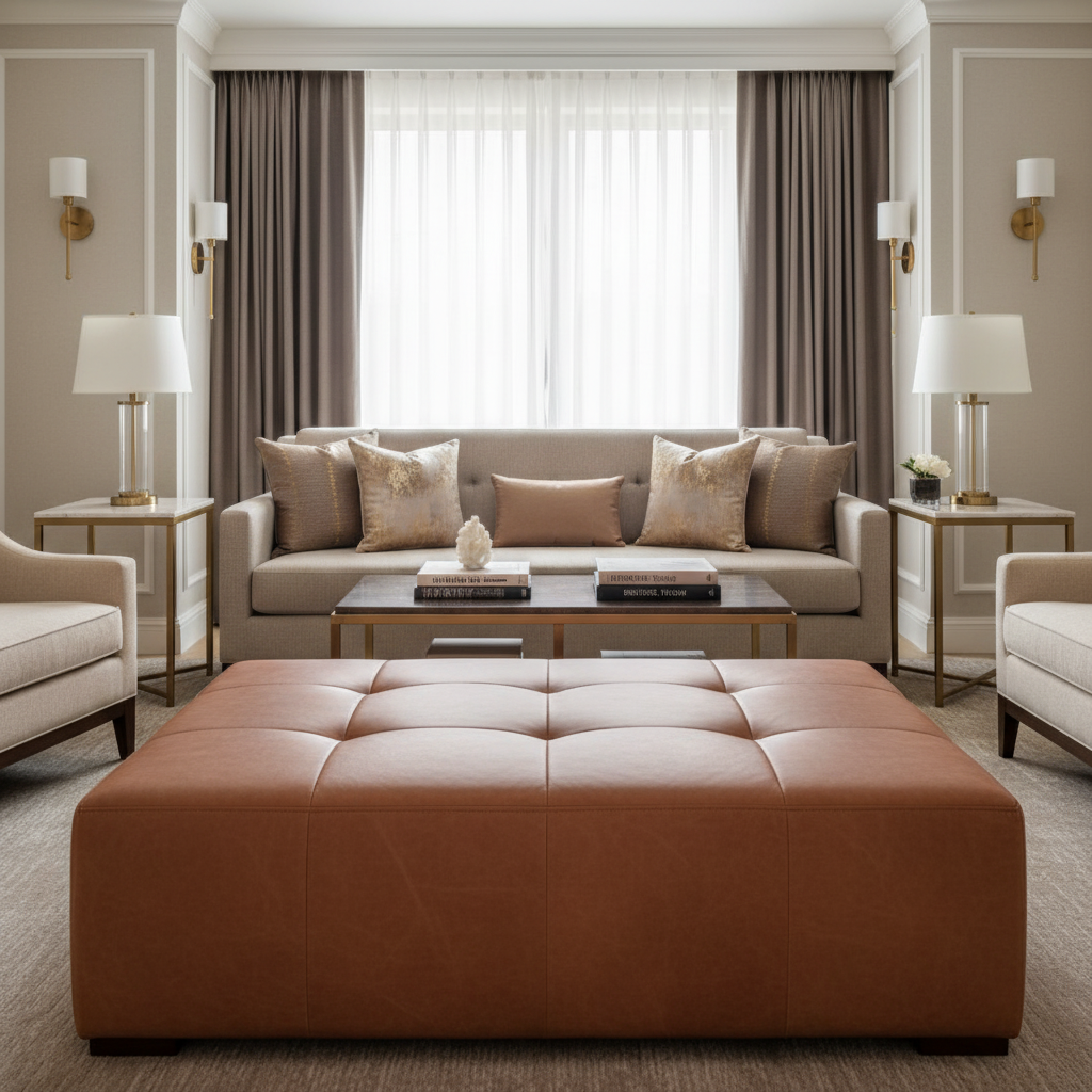 Bastia - Bastia Performance Polyurethane Upholstered Ottoman | Architectural Fabrics