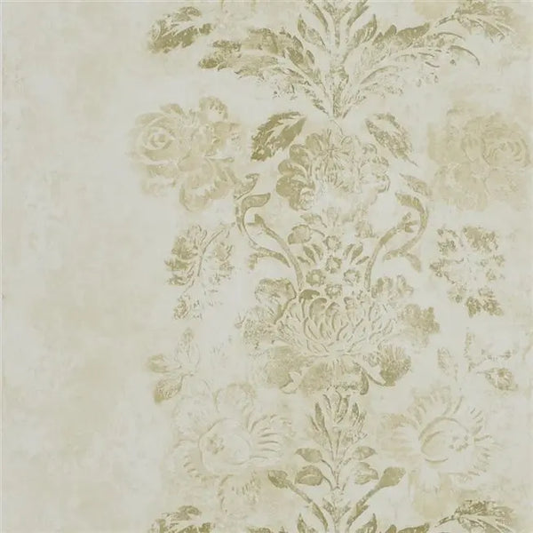 Damasco Damask Stripe Gold Wallpaper | Designers Guild Europe