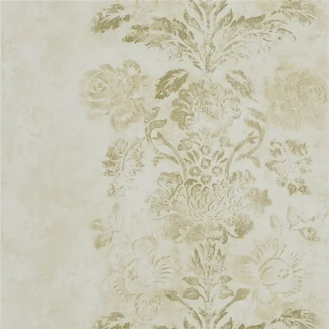Damasco Damask Stripe Gold Wallpaper | Designers Guild Europe