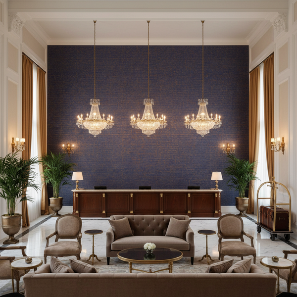 Barnard Type II Vinyl | Hollywood Wallcoverings - Hotel Lobby commercial room setting