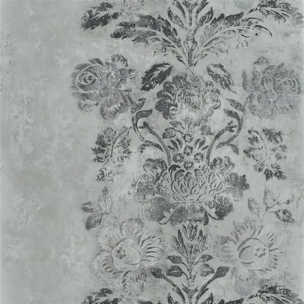 Damasco Damask Stripe Slate Wallpaper | Designers Guild Europe