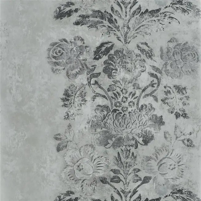 Damasco Damask Stripe Slate Wallpaper | Designers Guild Europe