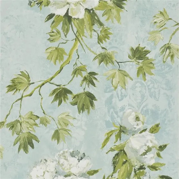 Floreale Peony  Celadon Wallpaper | Designers Guild Europe