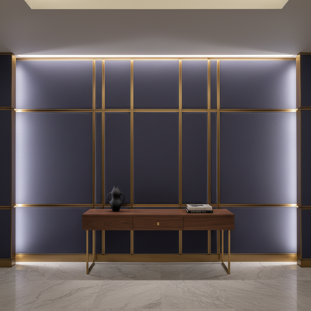 Smooth Matte Texture Deep Indigo Upholstered Wall Panel | Architectural Fabrics