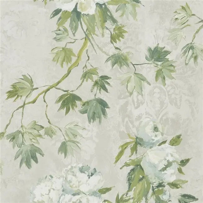 Floreale Peony  Steel Wallpaper | Designers Guild Europe
