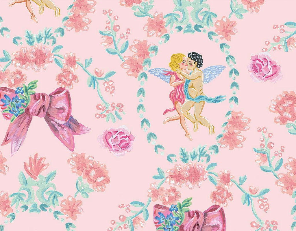 Love Cherubs Kissing the Sky with Bows