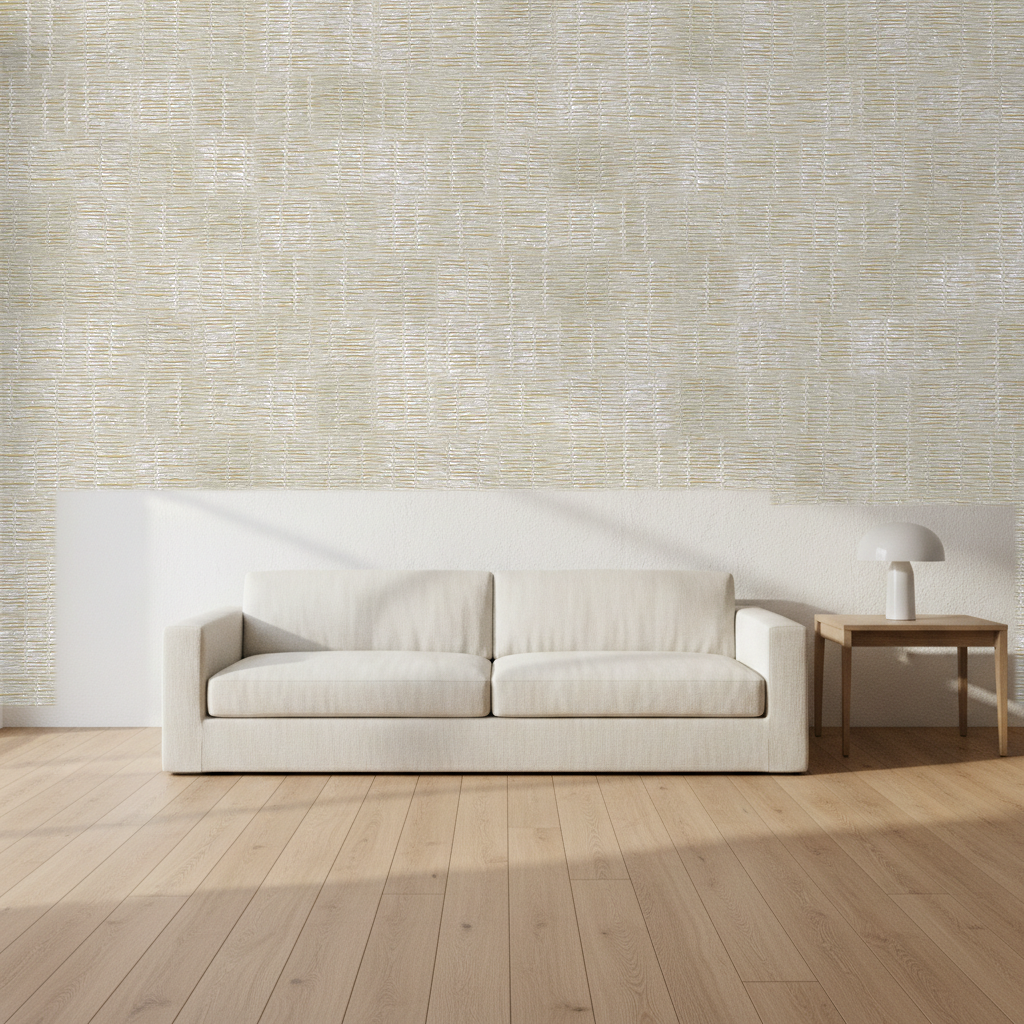 Montauk Paperweave Warm Silver Wallcovering | Phillipe Romano room setting