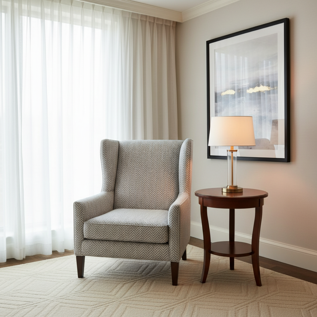 Woven Chevron Texture Coastal Gray Upholstered Chair | Architectural Fabrics