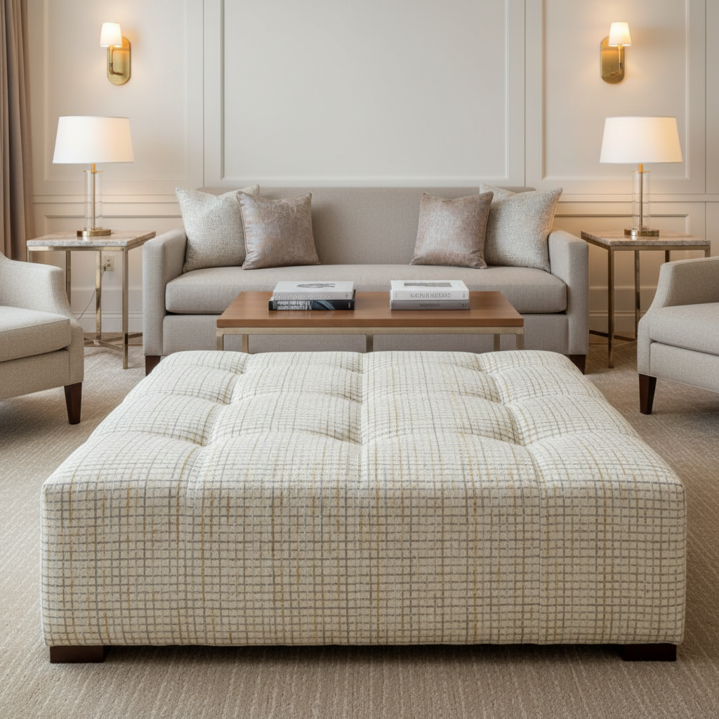 Stingray City - Cashew Upholstered Ottoman | Architectural Fabrics