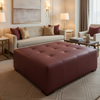 Maya Riviera - Claret Upholstered Ottoman | Architectural Fabrics