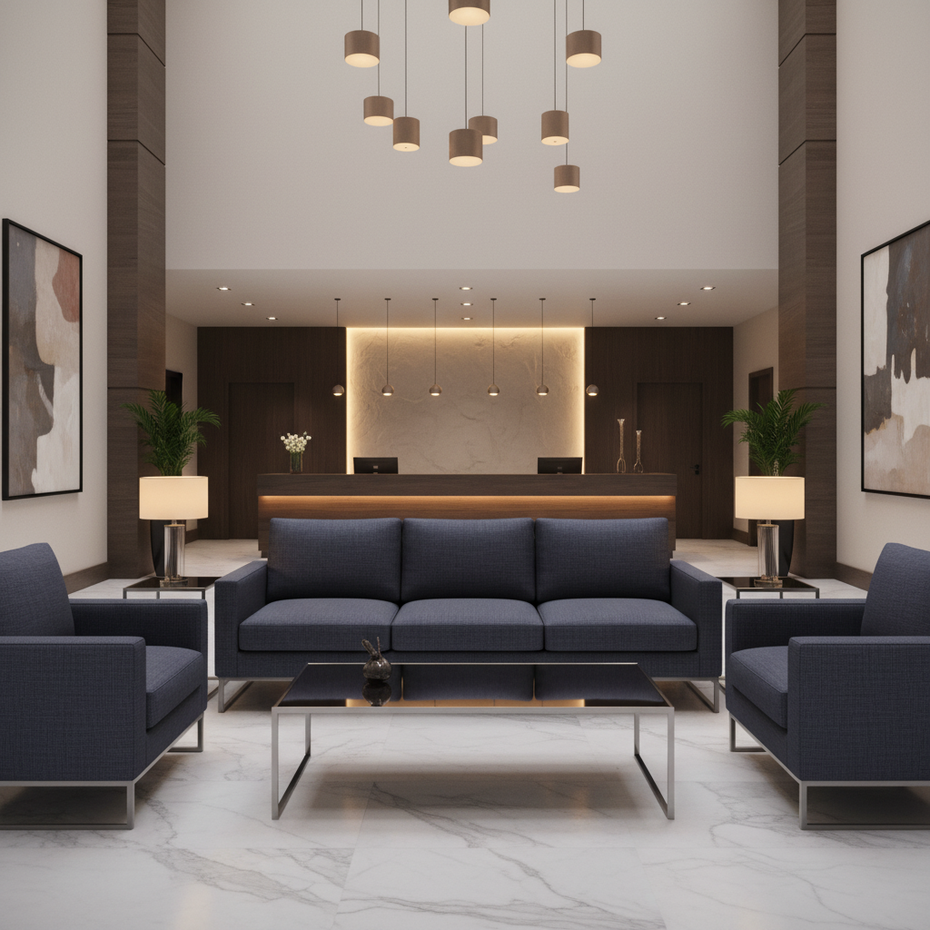 Linen Weave Texture Deep Indigo Upholstered Sofa | Architectural Fabrics