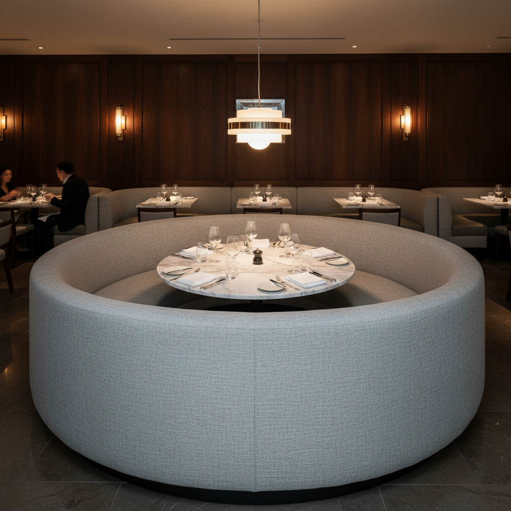 Fine Woven Texture Silver Grey Upholstered Banquette | Architectural Fabrics