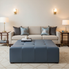 Algiers - Twilight Blue Performance Vinyl Upholstered Ottoman | Architectural Fabrics