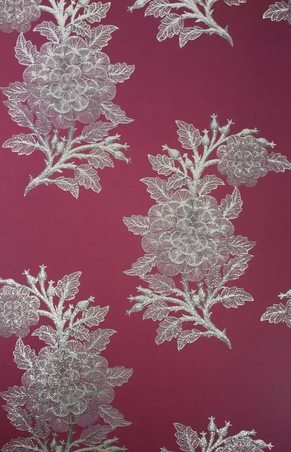 Ajoure Floral Holographic Branch Red | Osborne & Little Europe