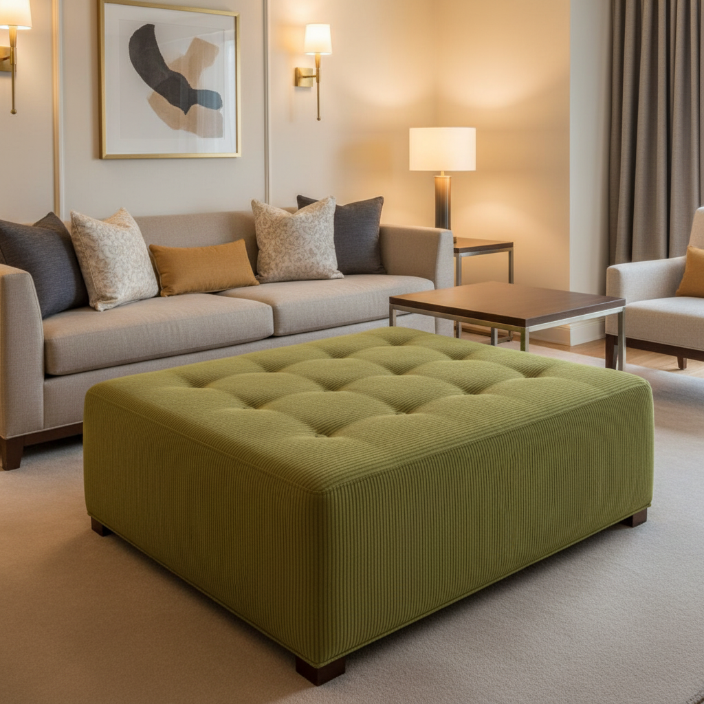 Storm Bay - Spring Upholstered Ottoman | Architectural Fabrics