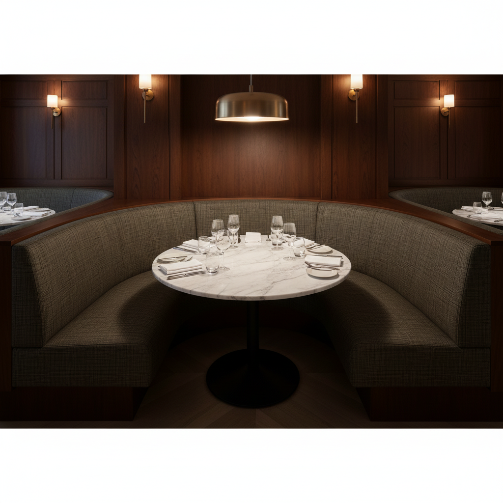 Fine Woven Texture Dark Bronze Upholstered Banquette | Architectural Fabrics