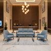 Ultrasuede Ice Blue Grey-Blue Upholstered Sofa | Ultrasuede Upholstery
