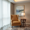 Smooth Leather Grain Golden Tan Upholstered Chair | Architectural Fabrics