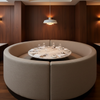Fine Pebble Grain Soft Taupe Upholstered Banquette | Architectural Fabrics