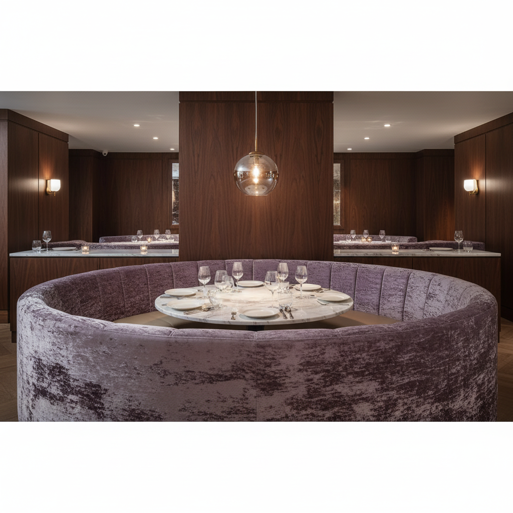 Crushed Velvet Texture Dusty Lavender Upholstered Banquette | Architectural Fabrics