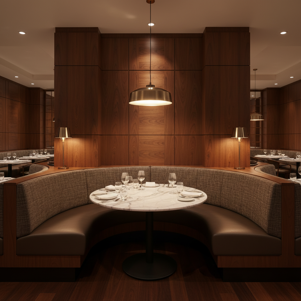 Woven Tweed Texture Cocoa Bean Upholstered Banquette | Architectural Fabrics