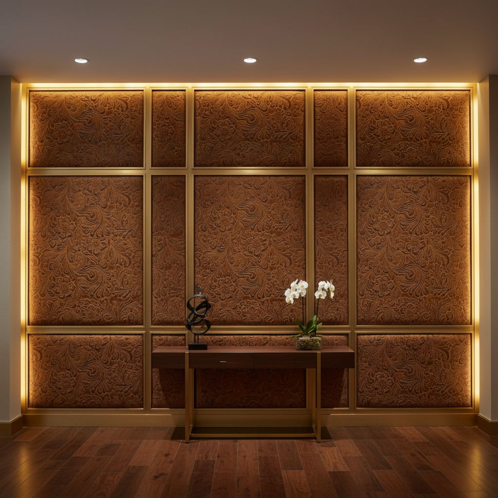 West Indian Lily - Cinnamon Upholstered Wall Panel | Architectural Fabrics