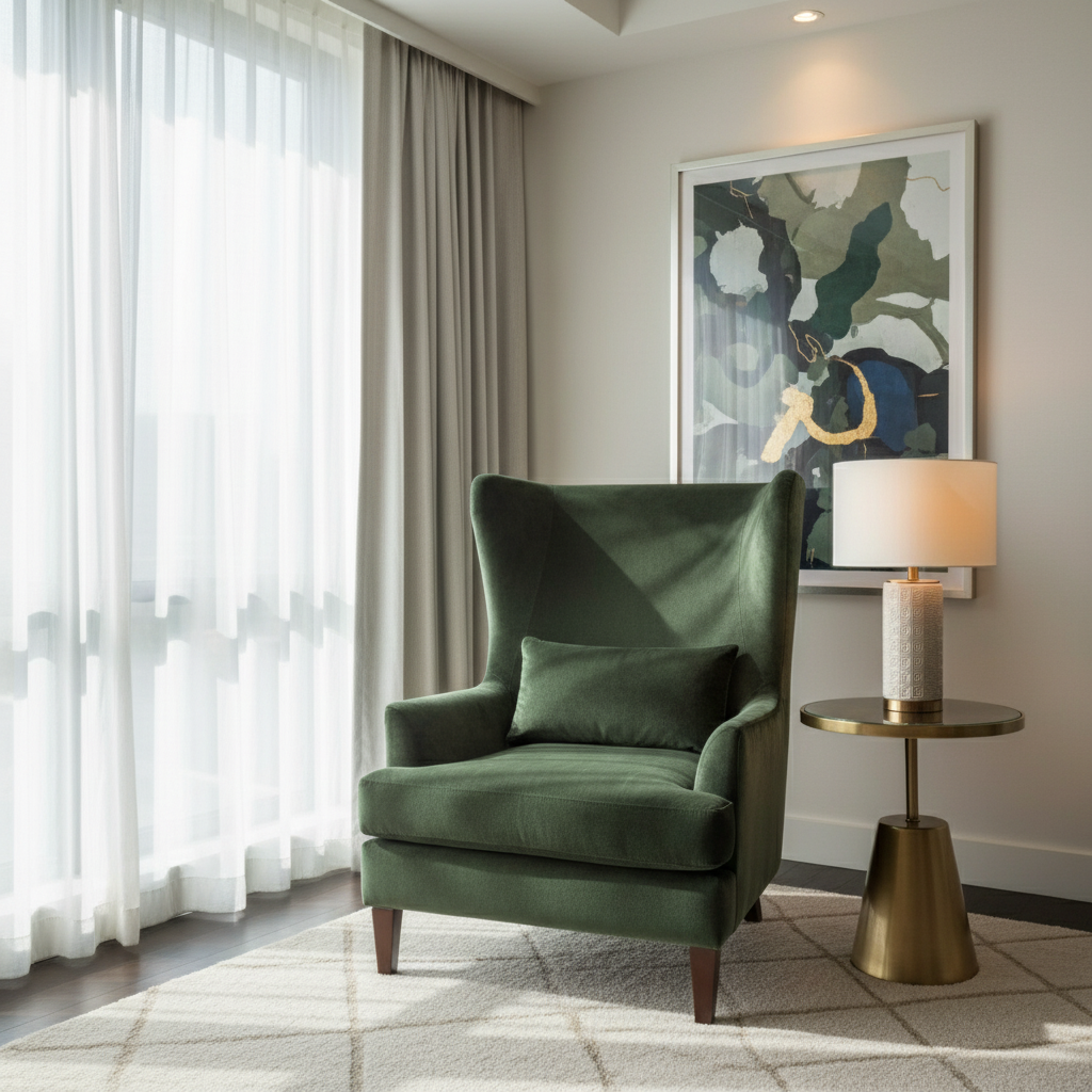 Crushed Velvet Texture Forest Green Upholstered Chair | Architectural Fabrics